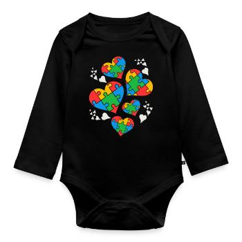 Autism Awareness - Organic Longsleeve Baby Bodysuit - black - Front