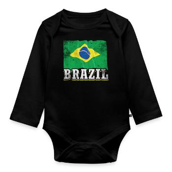 Drapeau du Brésil - Body Bébé bio manches longues - noir - Devant