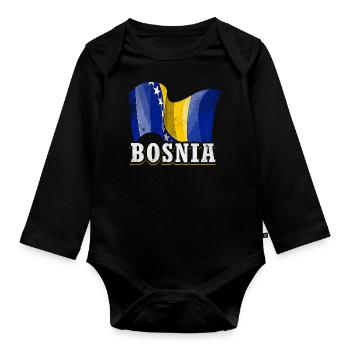 Drapeau de la Bosnie - Body Bébé bio manches longues - noir - Devant