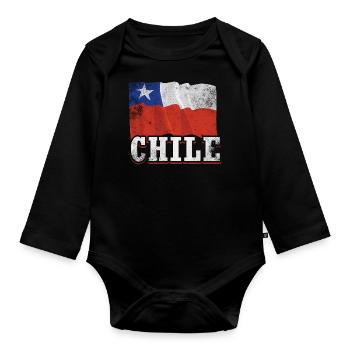 Chile Flagge - Baby Bio-Langarm-Body - Schwarz - Vorne