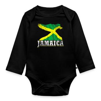 Drapeau de la Jamaïque - Body Bébé bio manches longues - noir - Devant