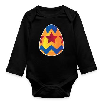 Easter egg - Organic Longsleeve Baby Bodysuit - black - Front