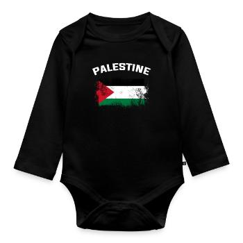Palästina - Baby Bio-Langarm-Body - Schwarz - Vorne