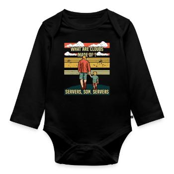 Programmer Papa - Clouds Server Son - Organic Longsleeve Baby Bodysuit - black - Front