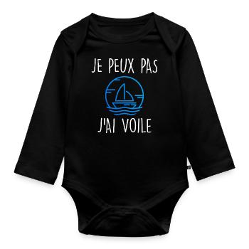 Je peux pas j'ai voile - Body Bébé bio manches longues - noir - Devant