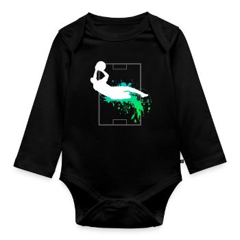 Fußball Torwart Torhüter Goalkeeper Geschenk - Baby Bio-Langarm-Body - Schwarz - Vorne