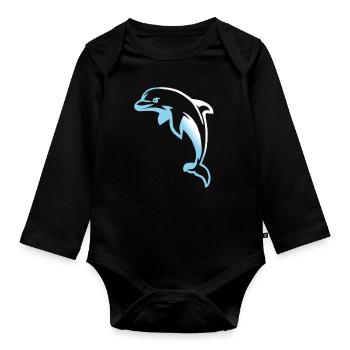 Dauphin show dauphin poisson intelligent cadeau - Body Bébé bio manches longues - noir - Devant