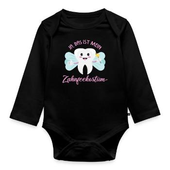 Lustiges Zahnfee Kostüm Fasching - Baby Bio-Langarm-Body - Schwarz - Vorne