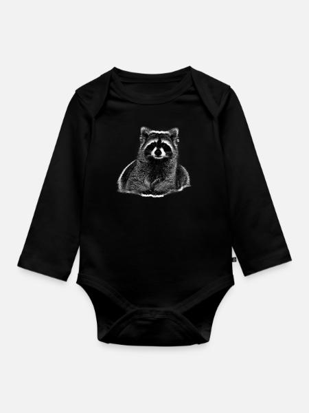 Waschbär - Baby Bio-Langarm-Body - Schwarz
