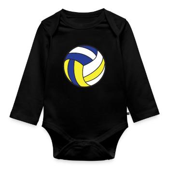Volleyball Ball - Baby Bio-Langarm-Body - Schwarz - Vorne