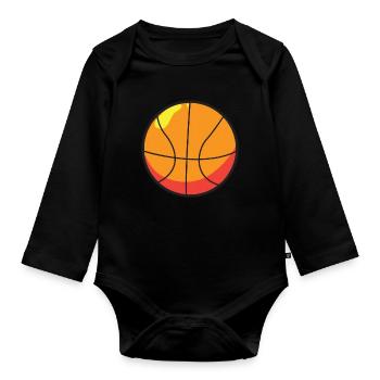 Ballon de basket-ball - Body Bébé bio manches longues - noir - Devant