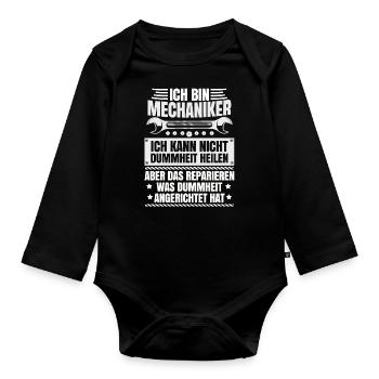 Mechanics gift for car screwdriver mechatronics engineer - Organic Longsleeve Baby Bodysuit - black - Front