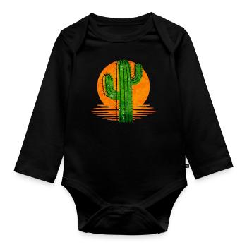 cactus - Organic Longsleeve Baby Bodysuit - black - Front