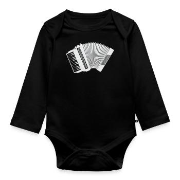 Accordion - white, silhouette, outline - Organic Longsleeve Baby Bodysuit - black - Front
