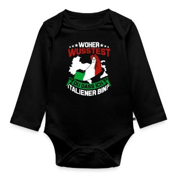 Italien Flagge Tshirt Sprüche Sizilien Mailand Rom - Baby Bio-Langarm-Body - Schwarz - Vorne