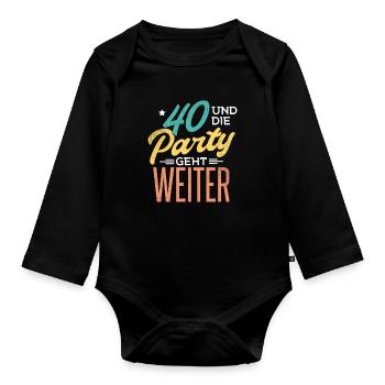 40th Birthday - Organic Longsleeve Baby Bodysuit - black - Front