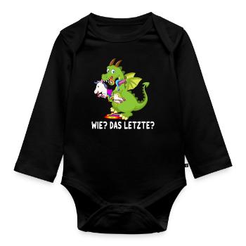 Wie das letzte? | Einhorn von Drache gefressen - Baby Bio-Langarm-Body - Schwarz - Vorne