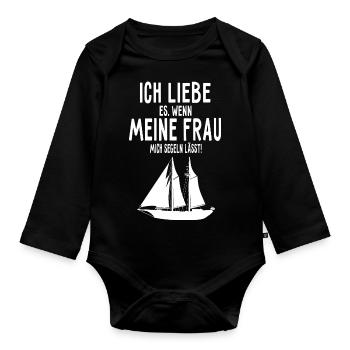 Ich liebe meine frau segeln Geschenk Boot Segler - Baby Bio-Langarm-Body - Schwarz - Vorne