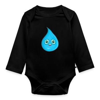 Water drops water - Organic Longsleeve Baby Bodysuit - black - Front