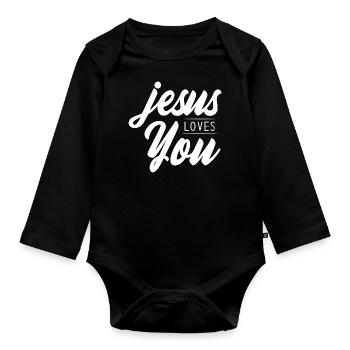 Jesus Christus von Nazareth Glaube Bibel Jesus - Baby Bio-Langarm-Body - Schwarz - Vorne