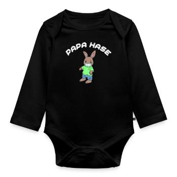 Papa Hase - Baby Bio-Langarm-Body - Schwarz - Vorne