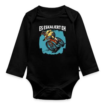 Downhill - Es Eskaliert Eh Mountainbiker Radfahrer - Baby Bio-Langarm-Body - Schwarz - Vorne