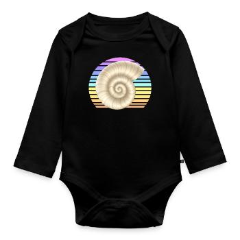 La coquille d’escargot au coucher du soleil - Body Bébé bio manches longues - noir - Devant