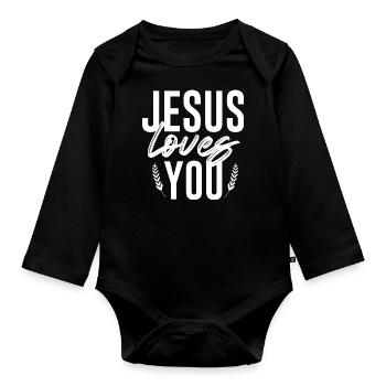 Jesus Christ of Nazareth Faith Bible Jesus - Organic Longsleeve Baby Bodysuit - black - Front
