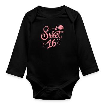 Sweet 16e anniversaire - Body Bébé bio manches longues - noir - Devant