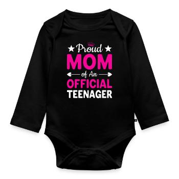 Stolze Mutter eines Teenagers | Muttertag - Baby Bio-Langarm-Body - Schwarz - Vorne