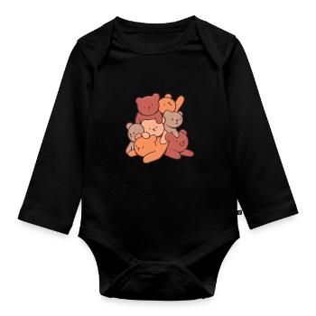 Teddybär Kuscheltier Stofftier Kuscheln - Baby Bio-Langarm-Body - Schwarz - Vorne