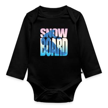 Snowboard Snowboard Geschenk für einen Snowboarder - Baby Bio-Langarm-Body - Schwarz - Vorne