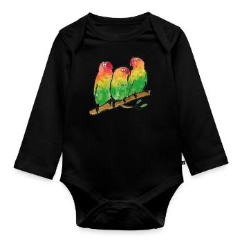 Peach head aka Fischer's Inseparable - Organic Longsleeve Baby Bodysuit - black - Front