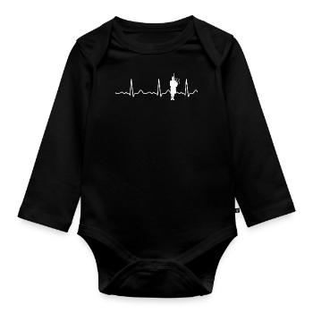 Cornemuse / Écosse - Battements de coeur, Ligne de cœur, Pu - Body Bébé bio manches longues - noir - Devant