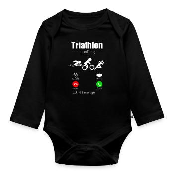 Triathlon - Body Bébé bio manches longues - noir - Devant