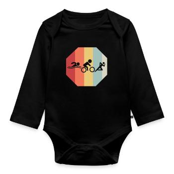 triathlon - Organic Longsleeve Baby Bodysuit - black - Front