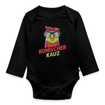 Komischer Kauz - Baby Bio-Langarm-Body - Schwarz - Vorne