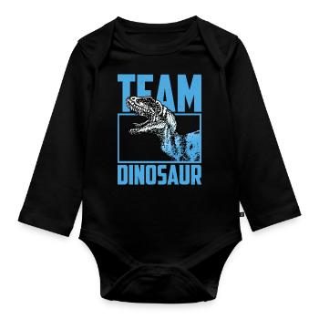 Team Dinosaurier Grafik - Baby Bio-Langarm-Body - Schwarz - Vorne
