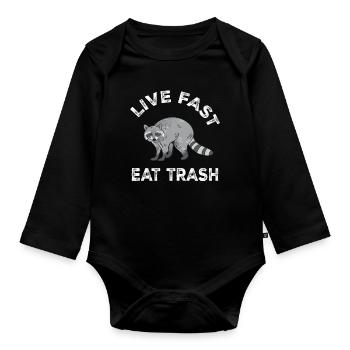 Raccoon Racoon Tshirt Ferret Lynx Trash Panda - Organic Longsleeve Baby Bodysuit - black - Front