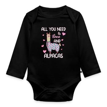 Love and Alpacas - Baby Bio-Langarm-Body - Schwarz - Vorne