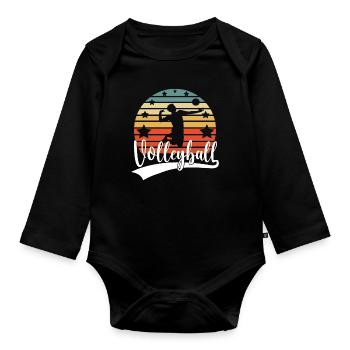 Volleyballer Beach Volleyball Herren Schmetterball - Baby Bio-Langarm-Body - Schwarz - Vorne