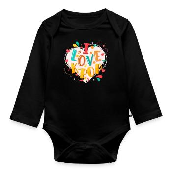 I Love K-Pop Music Kpop Korean Pop Music - Organic Longsleeve Baby Bodysuit - black - Front