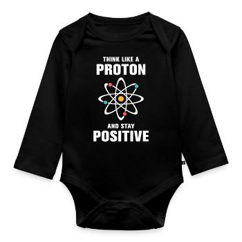 Pensez comme un proton et restez positif - Body Bébé bio manches longues - noir - Devant