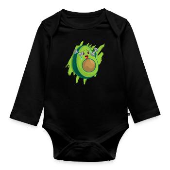 Avocat Tshirt Vegan Avokado Diète Enceinte Keto - Body Bébé bio manches longues - noir - Devant