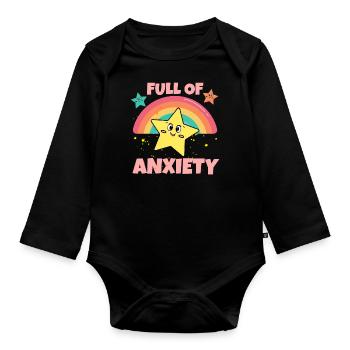 Full Of Anxiety Anxious Social Anxiety - Organic Longsleeve Baby Bodysuit - black - Front