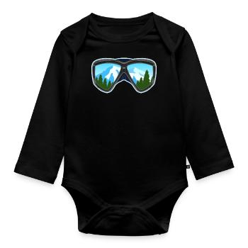 Ski und Snowboard Googles Skier Snowboarder Geschenk - Baby Bio-Langarm-Body - Schwarz - Vorne