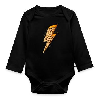 Lightning, Lightning Bolt, Lightning Strike, - Organic Longsleeve Baby Bodysuit - black - Front