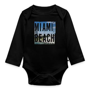 Miami Beach - Body Bébé bio manches longues - noir - Devant