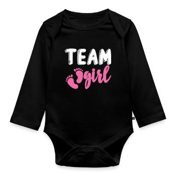 Team Girl Gender Reveal Design for growing parents - Organic Longsleeve Baby Bodysuit - black - Front