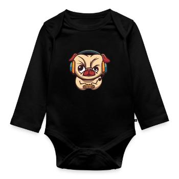 Brawlen Hund Brawl Gamer Zocken Gaming Game Dog - Organic Longsleeve Baby Bodysuit - black - Front